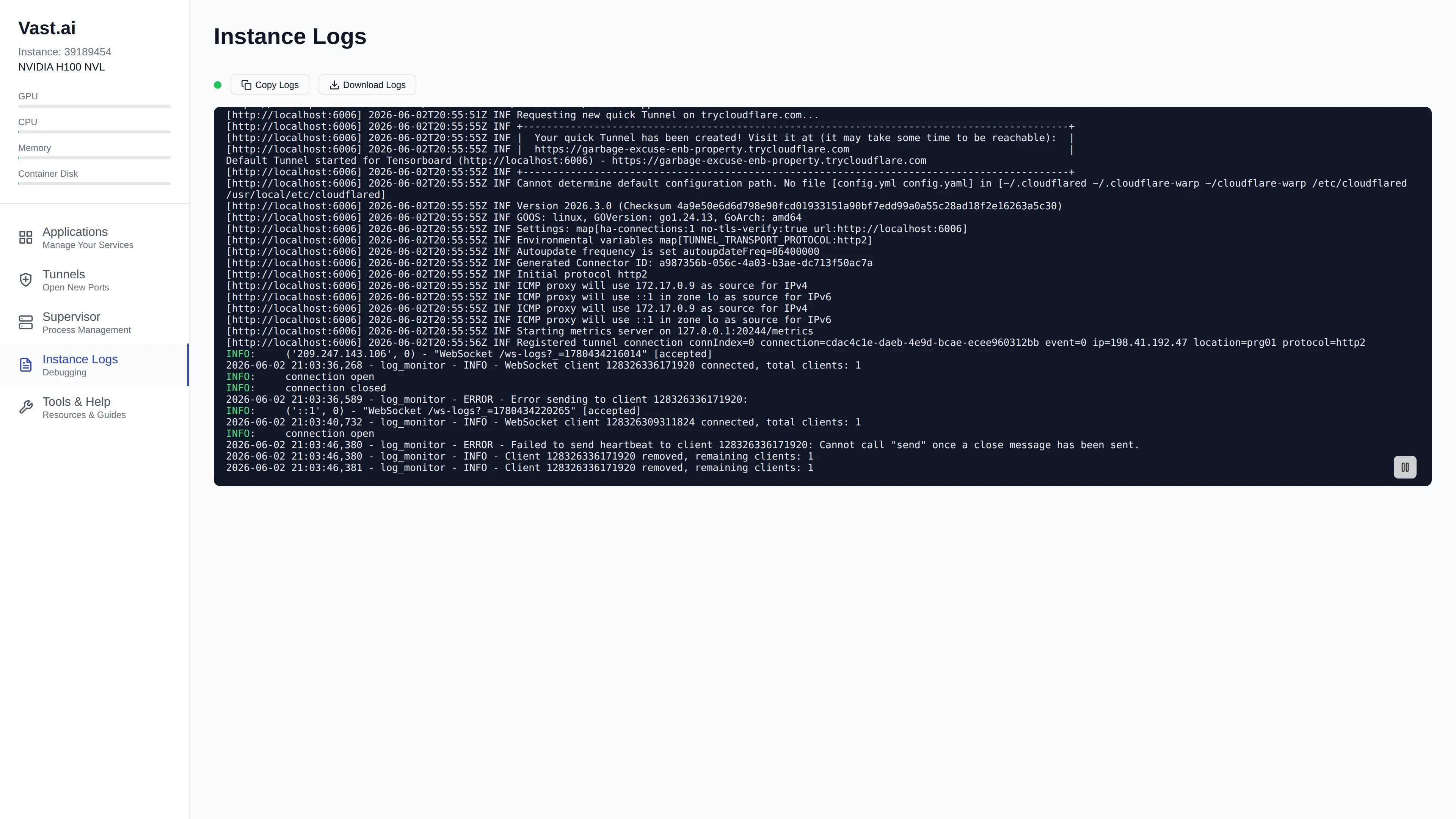 Logs Page