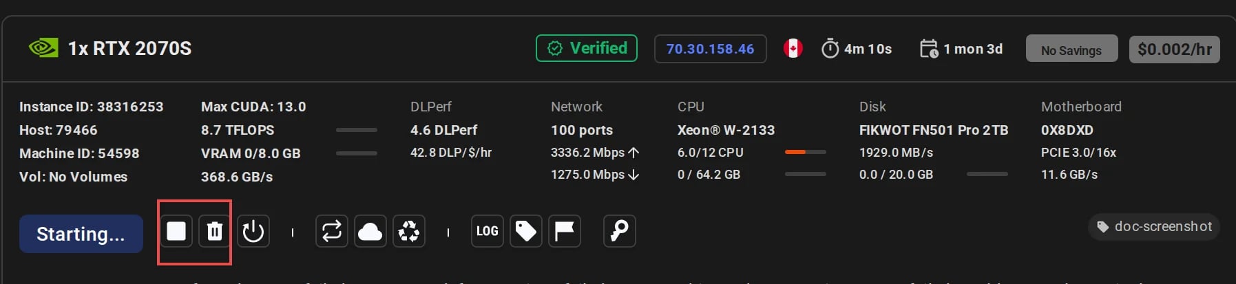Manage or End Your Instance