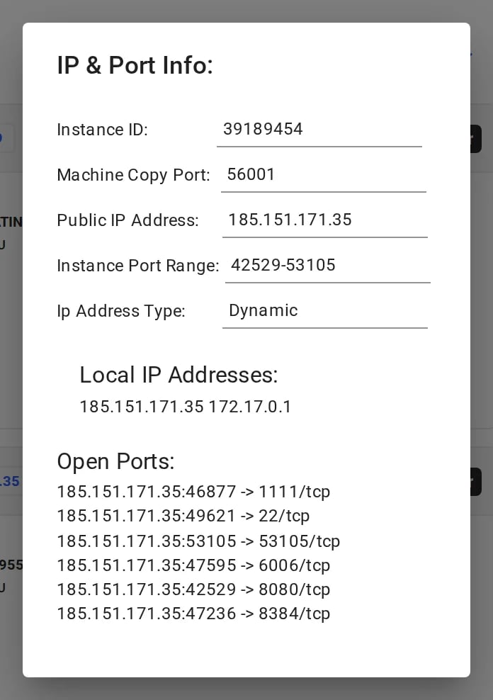 Connection details