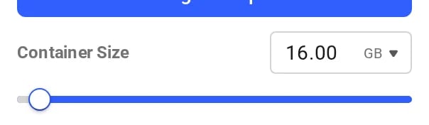 Container size slider on the search page
