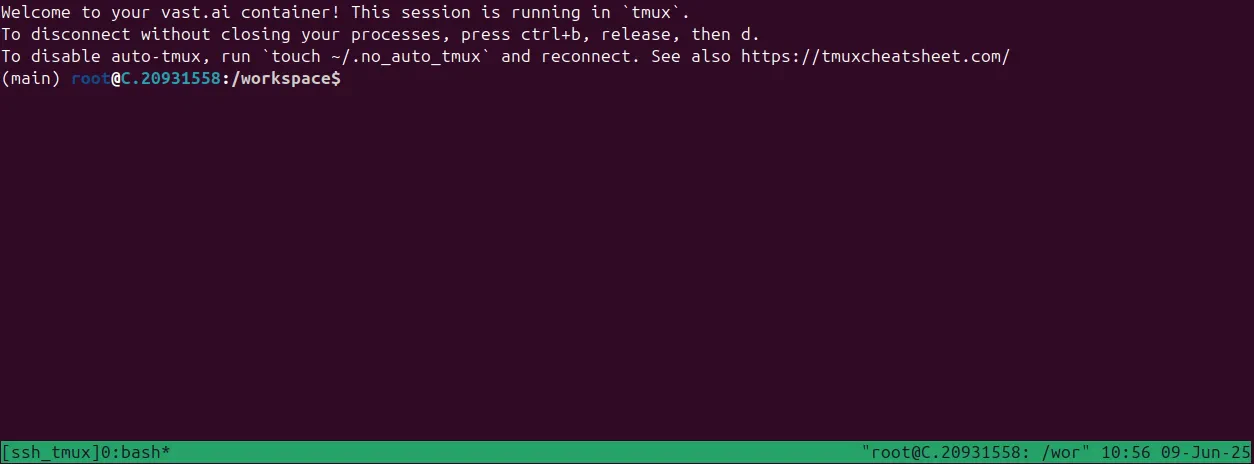 Instance SSH session