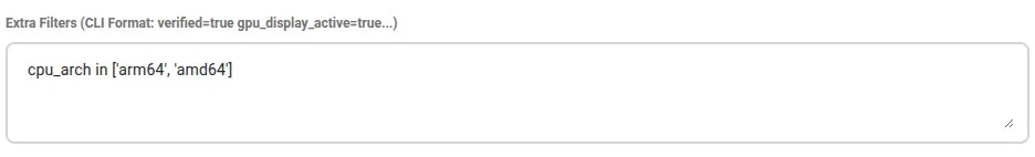 Extra filters showing this template is configured for both AMD64 and ARM64 CPUs