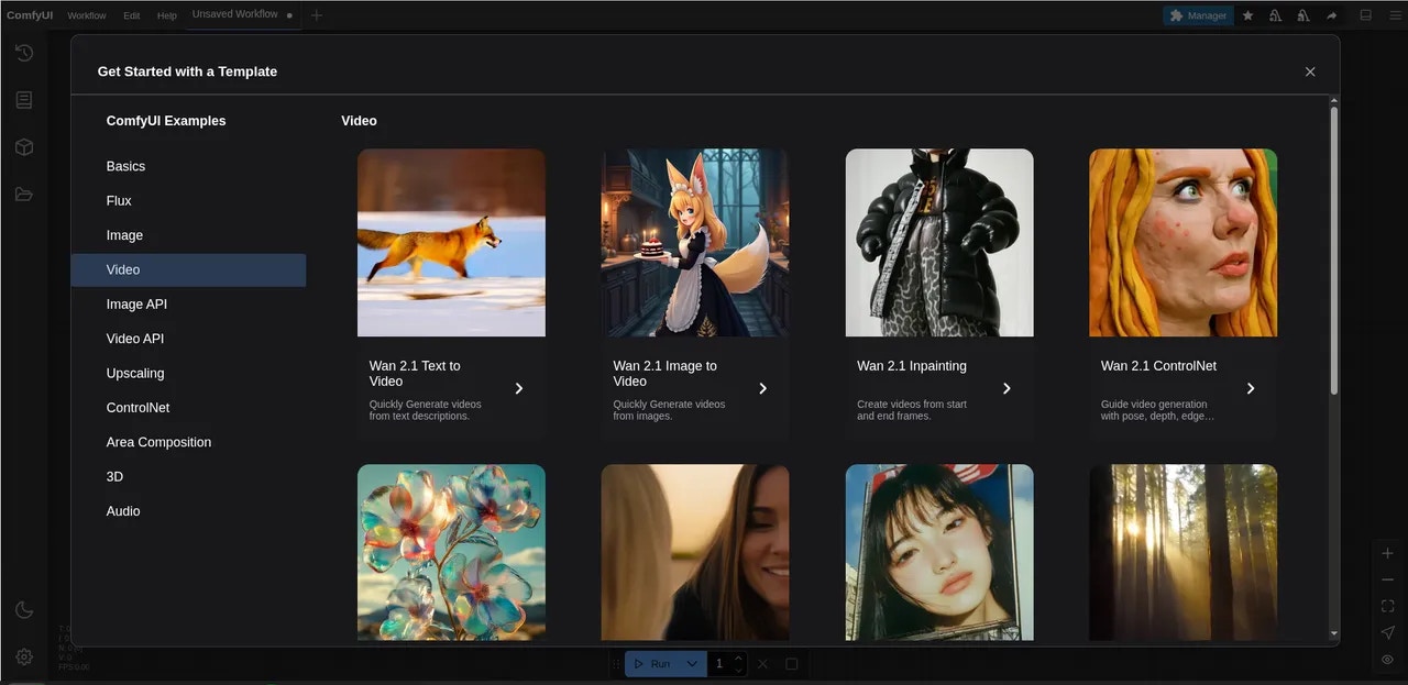 ComfyUI template workflows