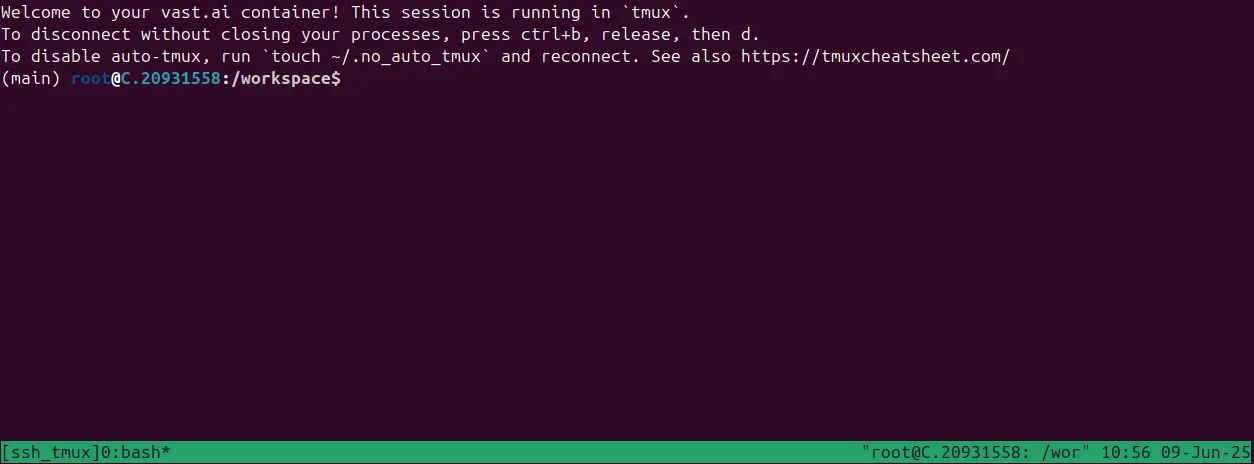 Instance SSH session