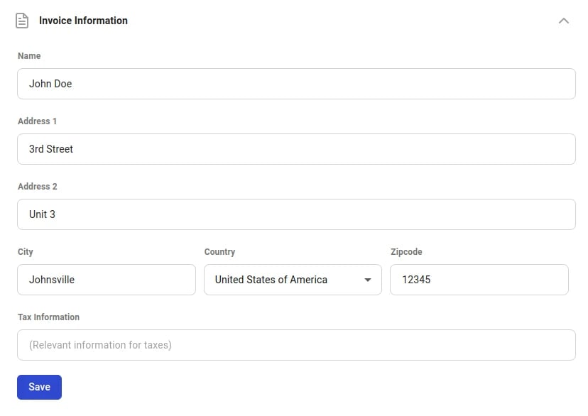 Invoice Information Fields