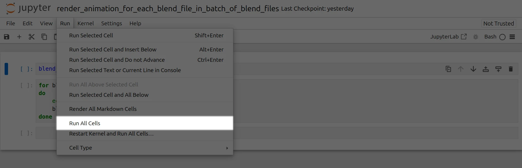 Click Run All Cells Highlighted