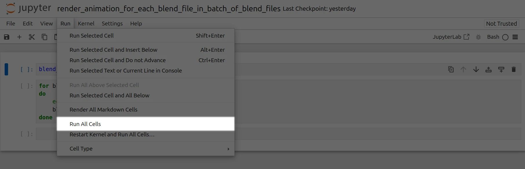 Click Run All Cells Highlighted