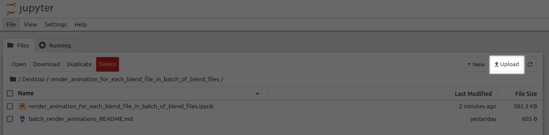 Upload Render Animation Batch Highlighted