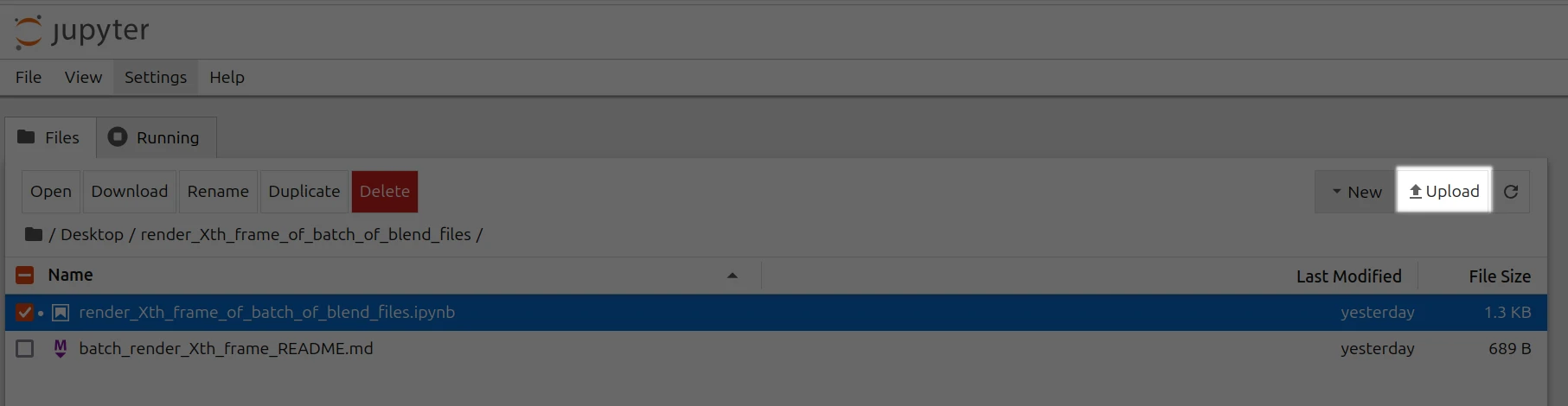 Upload Xth Frame Highlighted