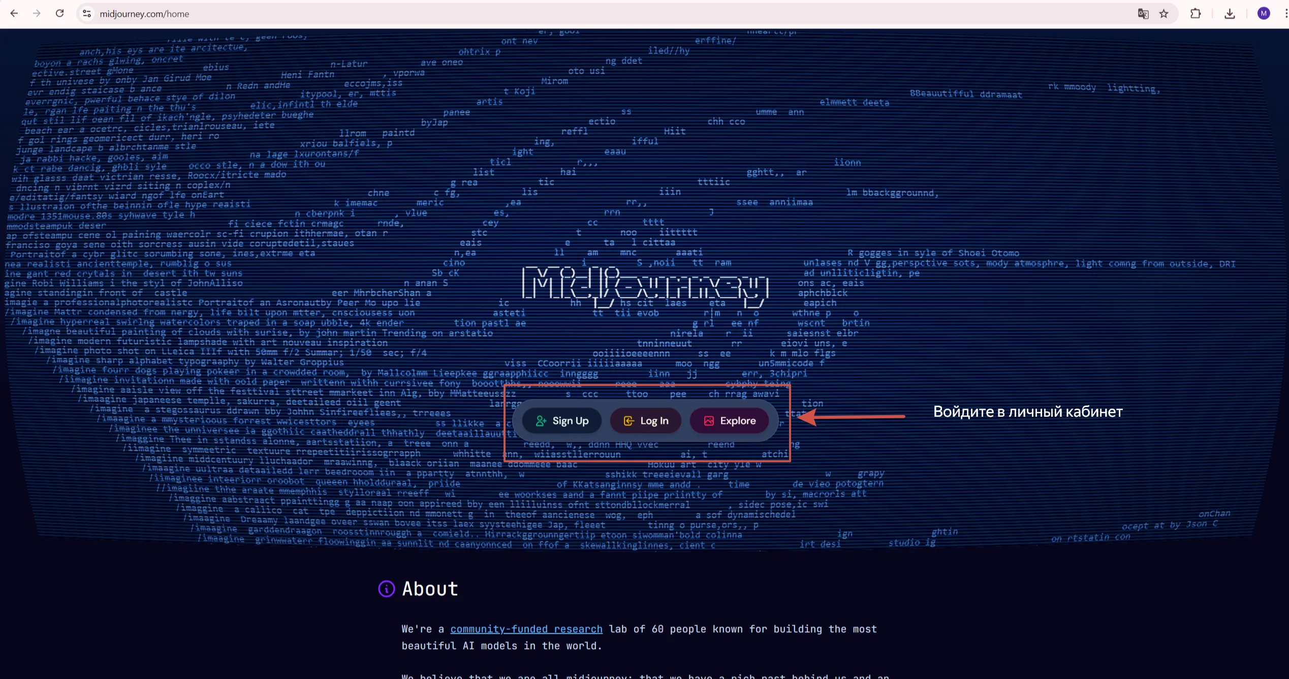 Включите VPN и откройте Midjourney