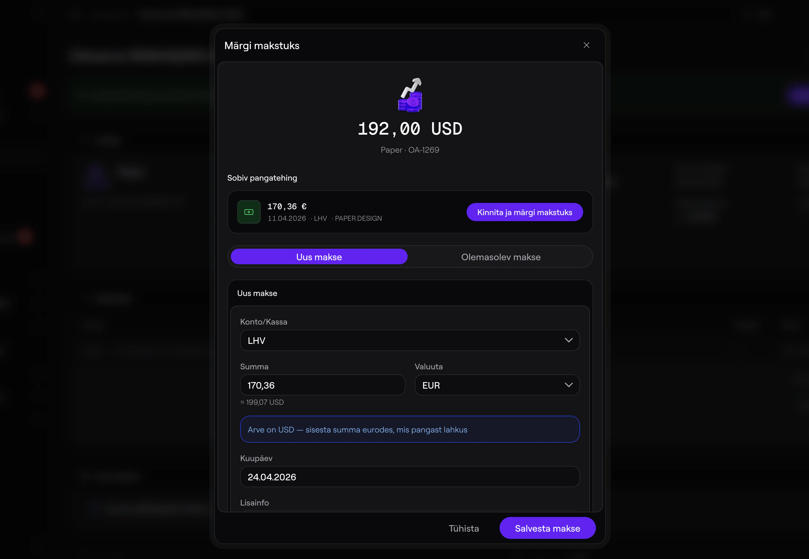 Märgi makstuks dialoog välisarvel