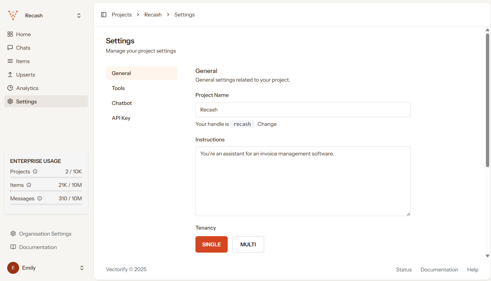 Vectorify General Settings 2025 07 06 Pn