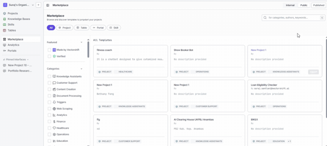 Walkthrough of publishing a project to the Marketplace