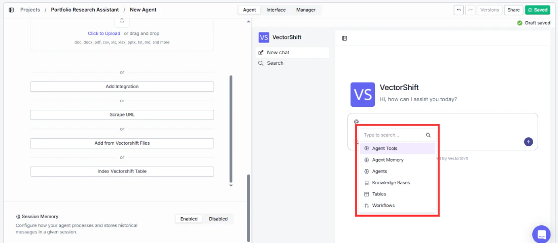 @ tag dropdown menu in chat input