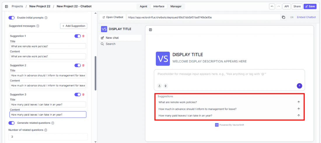 Initial prompt suggestions configuration