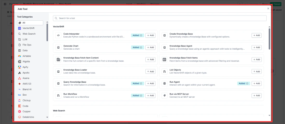 Searching for tools in the tool browser