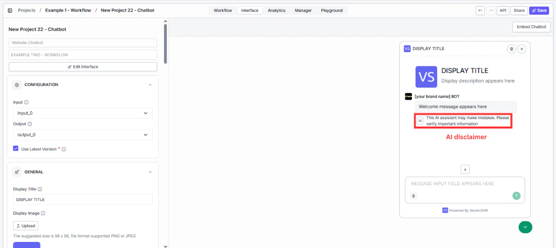 AI disclaimer settings in the General panel