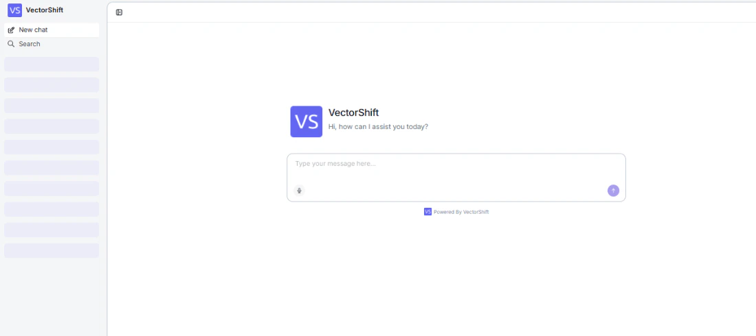 The Chat Assistant full-page interface showing the sidebar and conversation area