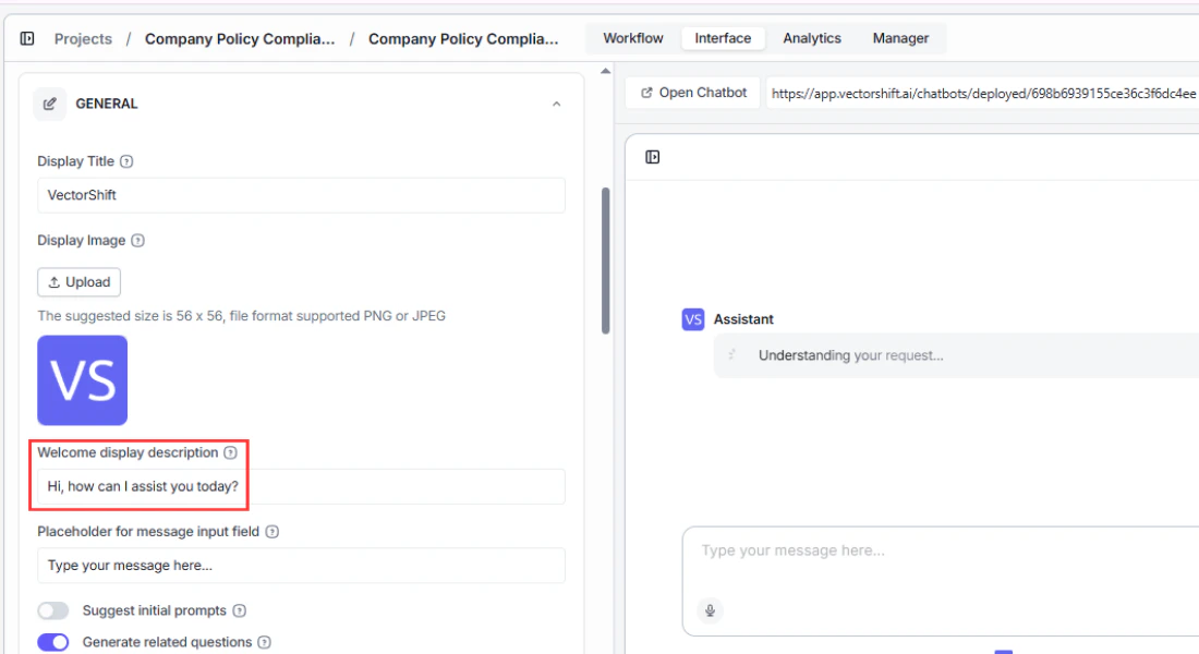 Chatbot Welcome Header