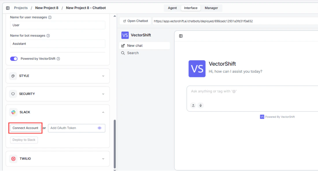 The Connect Account button