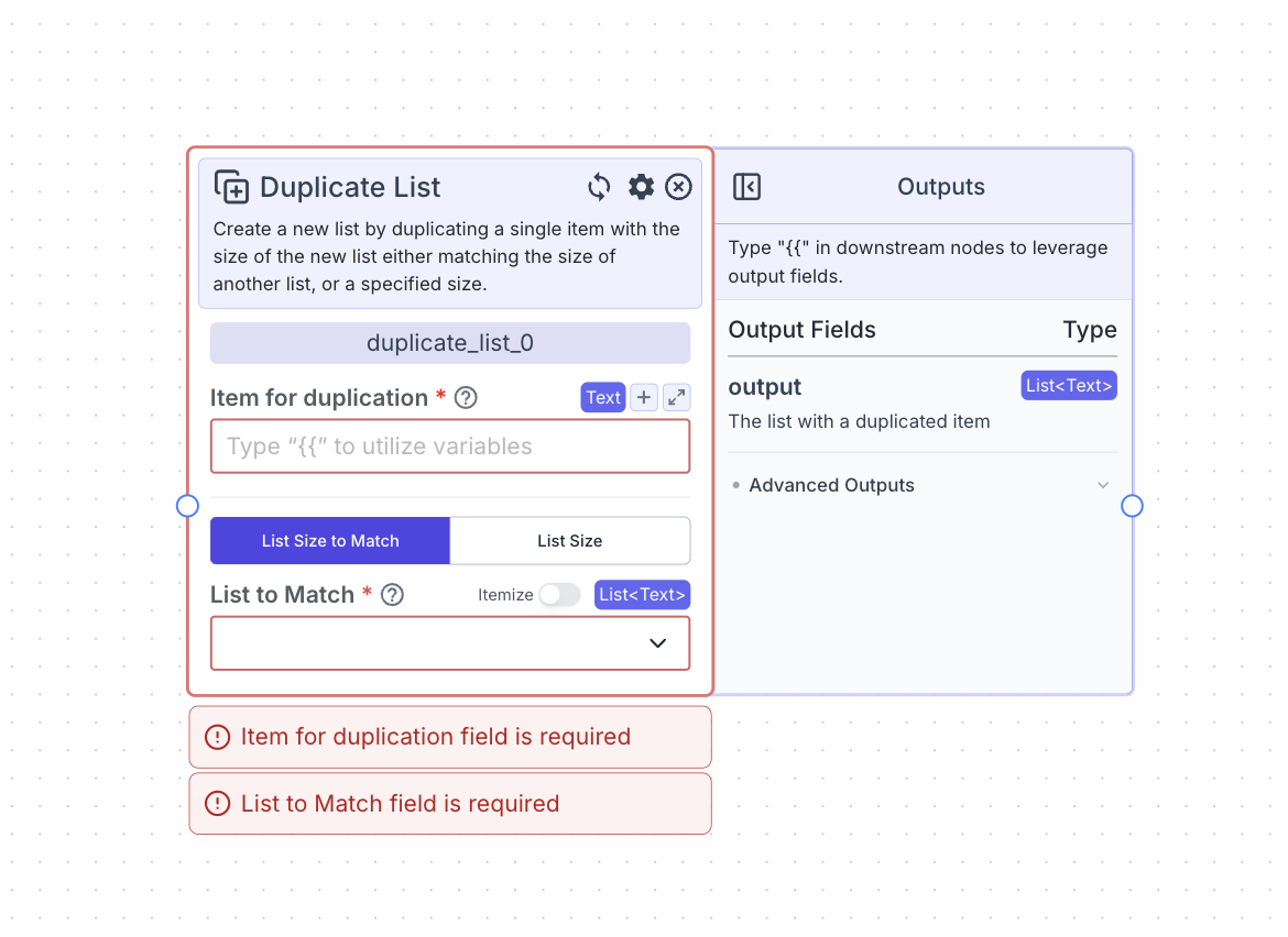 Duplicate List Node - VectorShift
