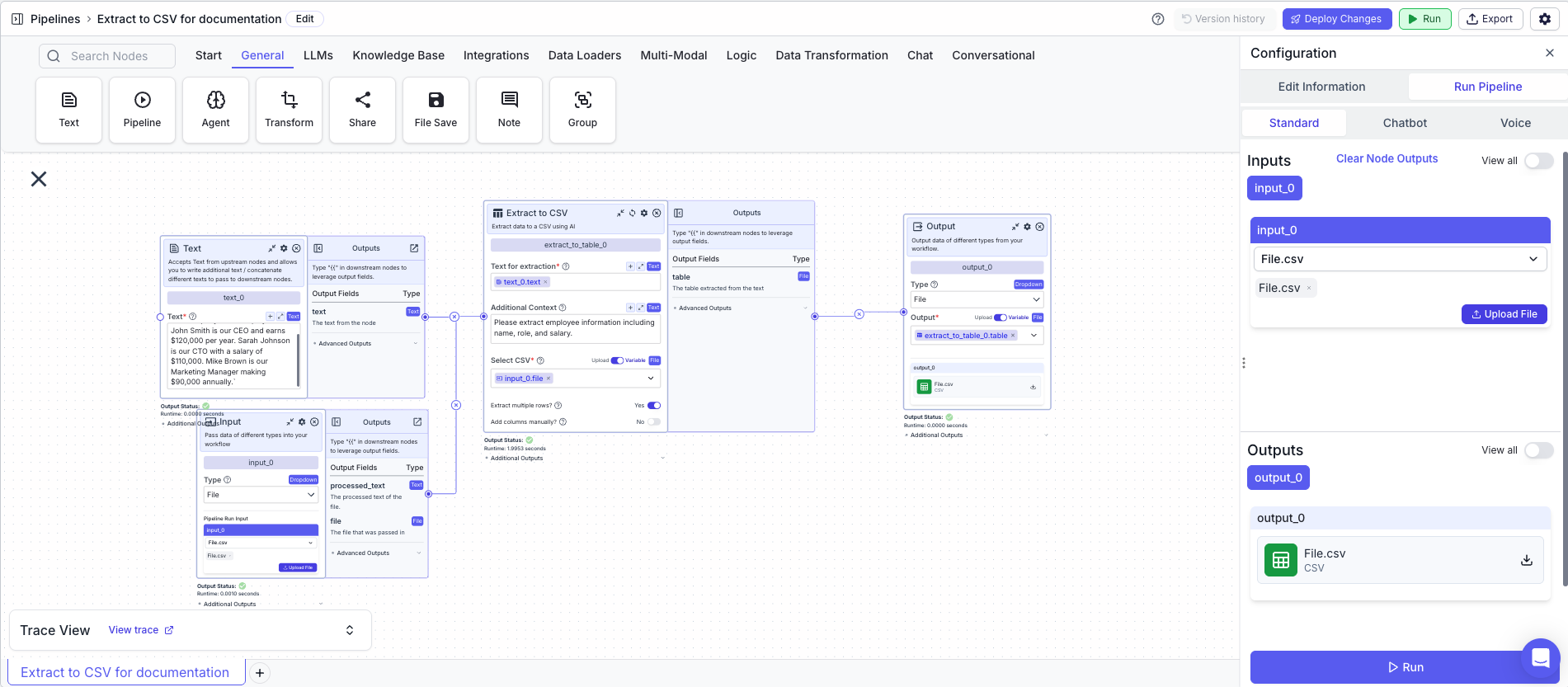 Extract to CSV Example