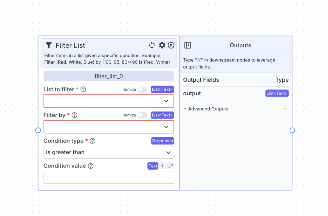 Filter List Node - VectorShift