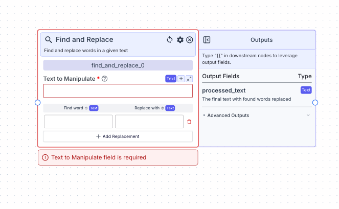 Find and Replace Node - VectorShift