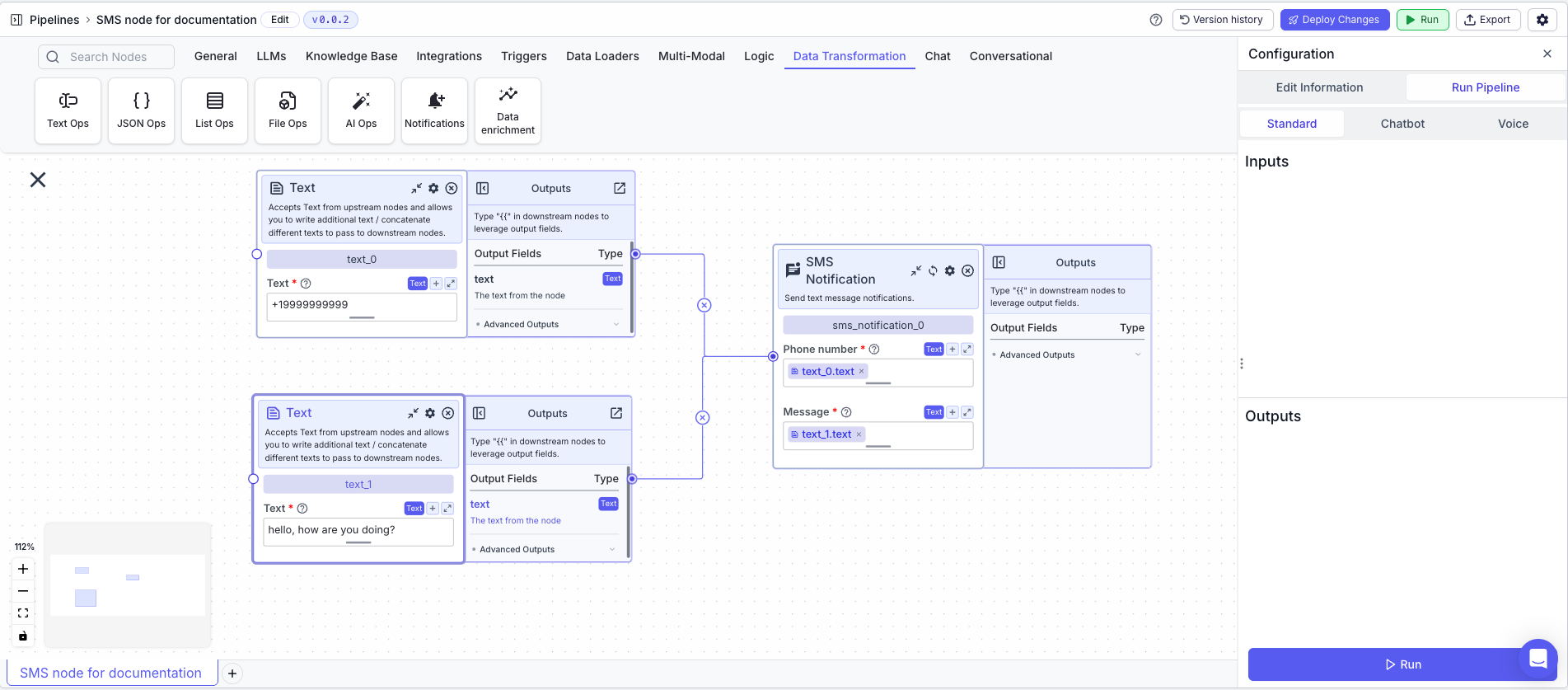 SMS Notification Node - VectorShift