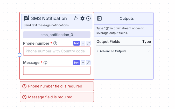 SMS Notification Node - VectorShift