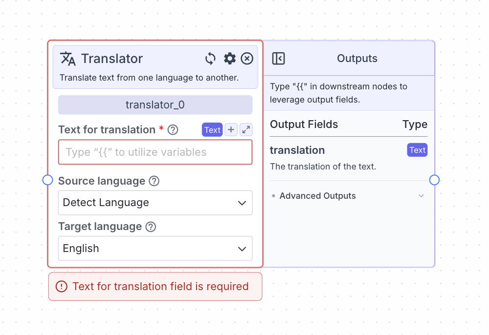 Translator Node - VectorShift