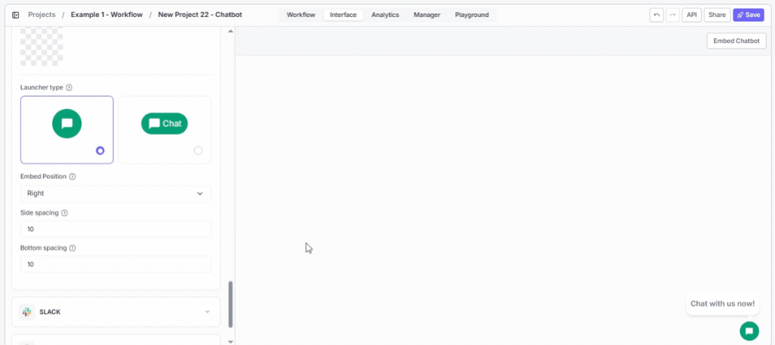 Launcher settings and preview in the Advanced panel