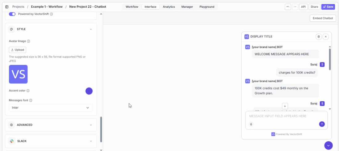 Avatar Image and Accent color settings in the Style panel