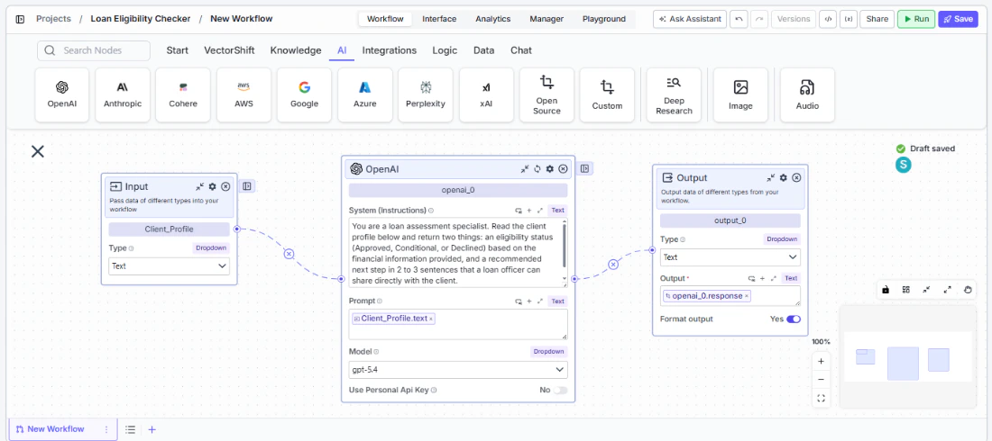 Adding and connecting nodes in the pipeline editor