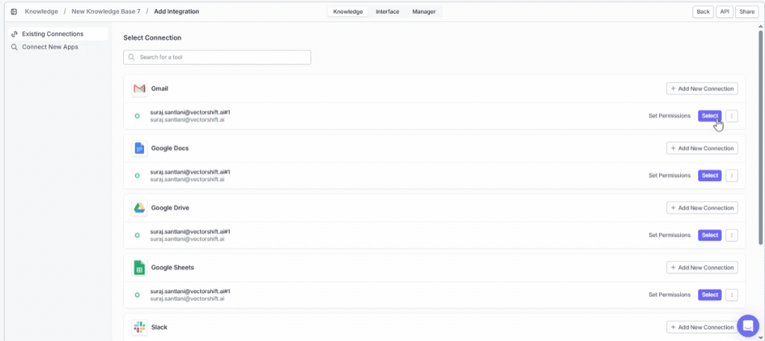 Testing connection status for an integration