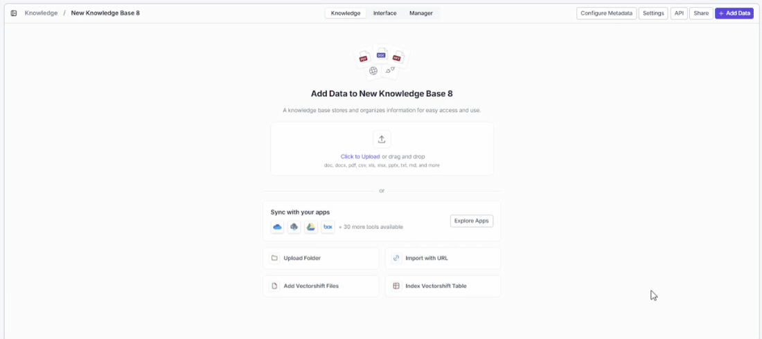 Drag and drop files into the upload zone or click Click to Upload to browse your computer