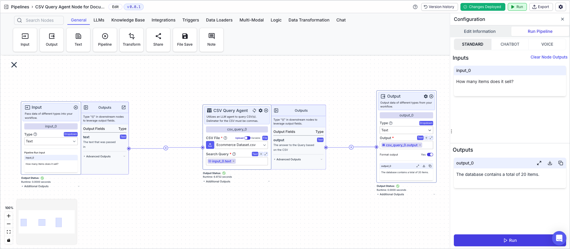 CSV Query Agent Node - VectorShift