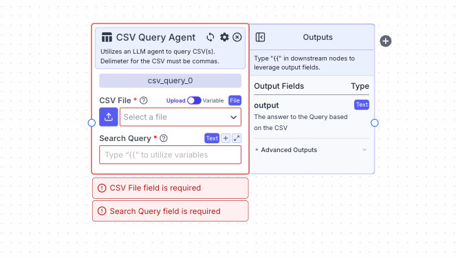 CSV Query Agent Node