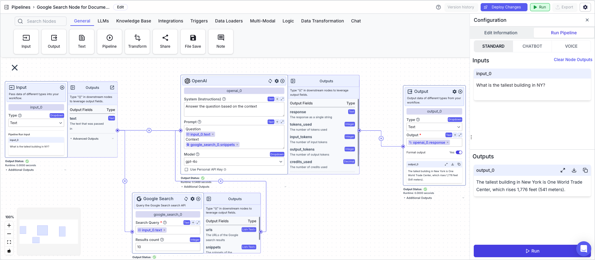 Google Web Search Node - VectorShift