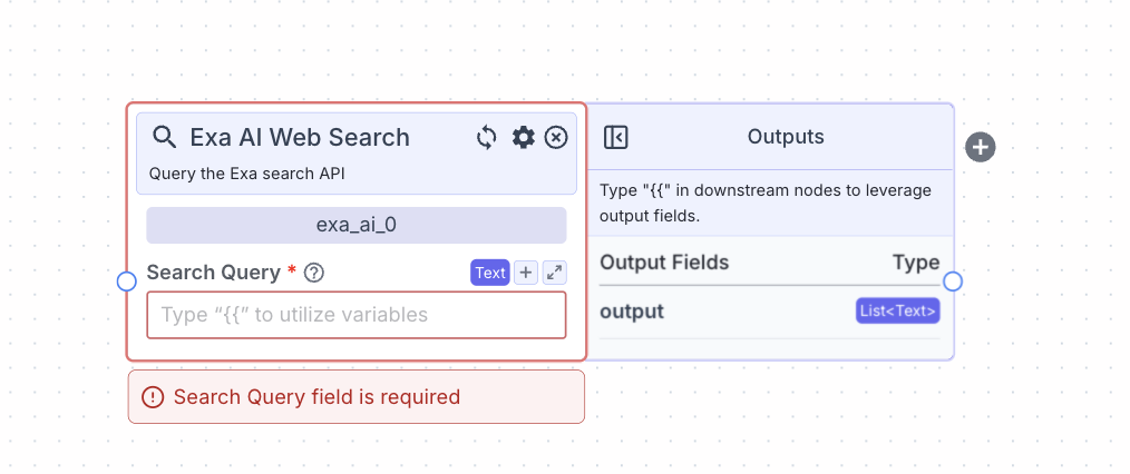 Exa AI Web Search Node - VectorShift