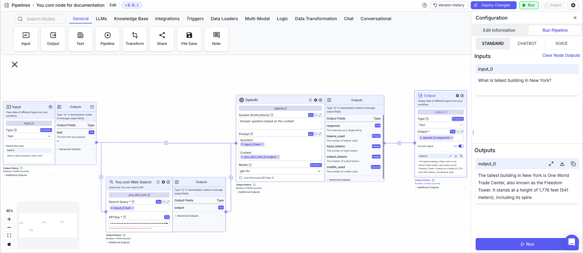You.com Web Search Example