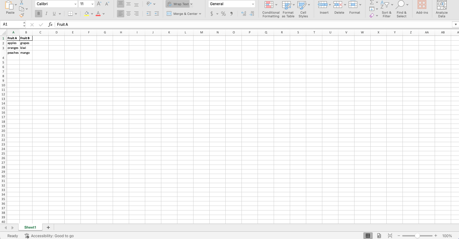 CSV to Excel Example