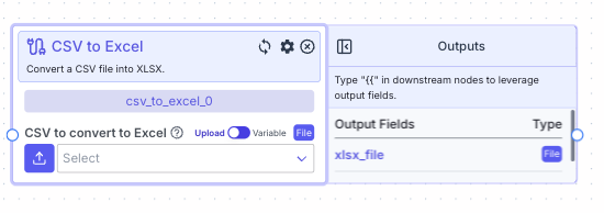 CSV to Excel Node - VectorShift