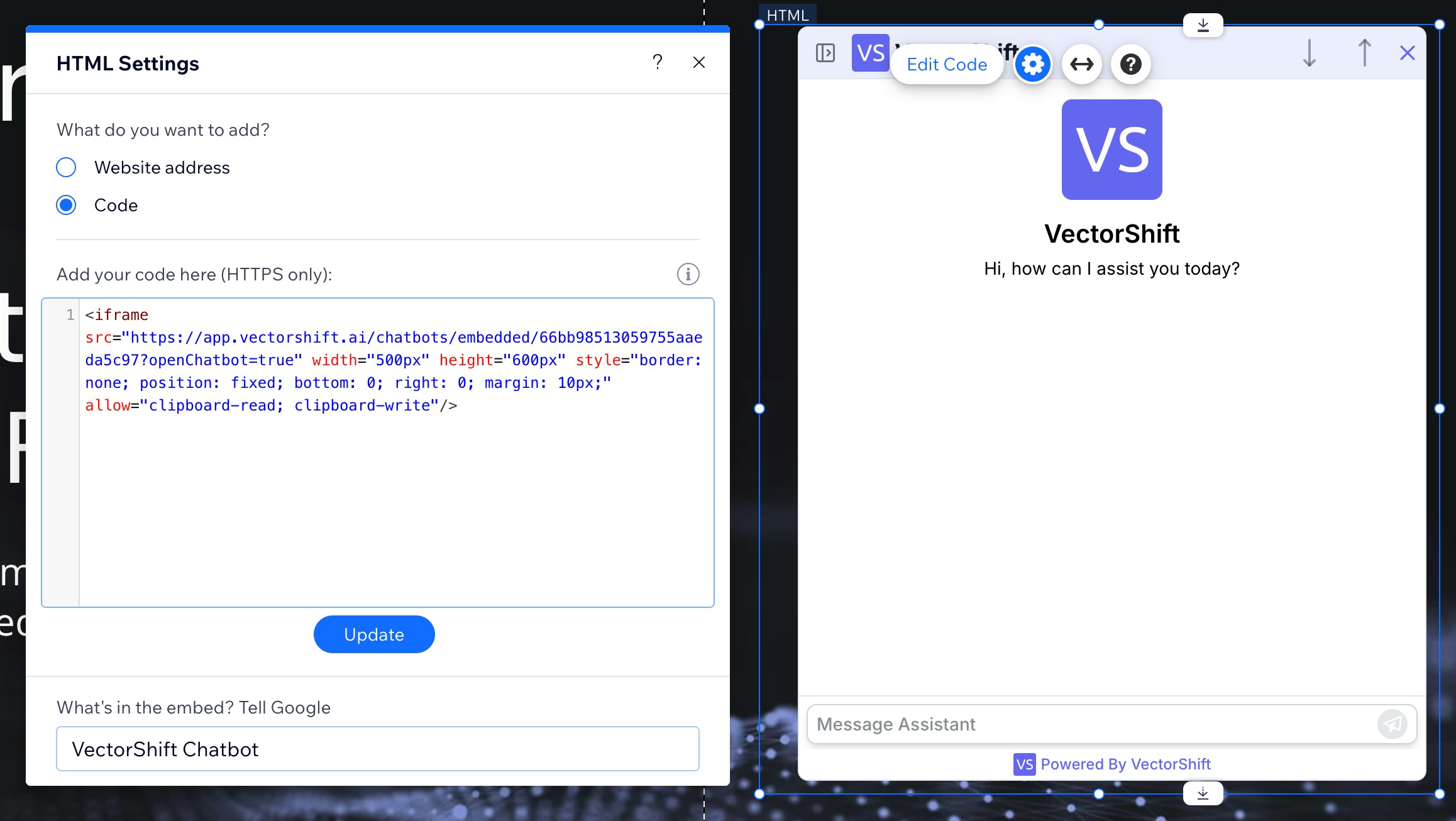 Chatbot Export Script Wix Paste