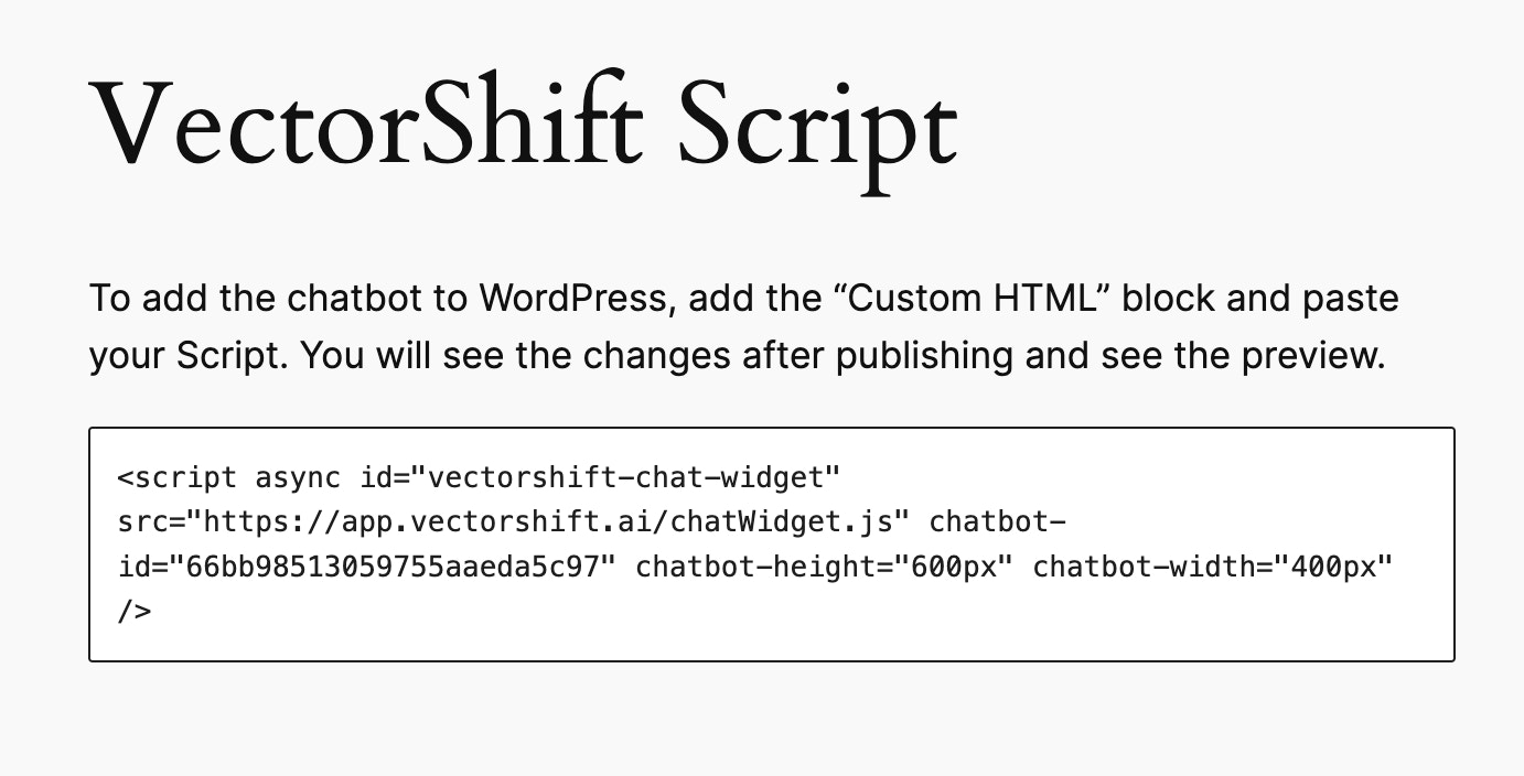Chatbot Export Script WordPress Paste