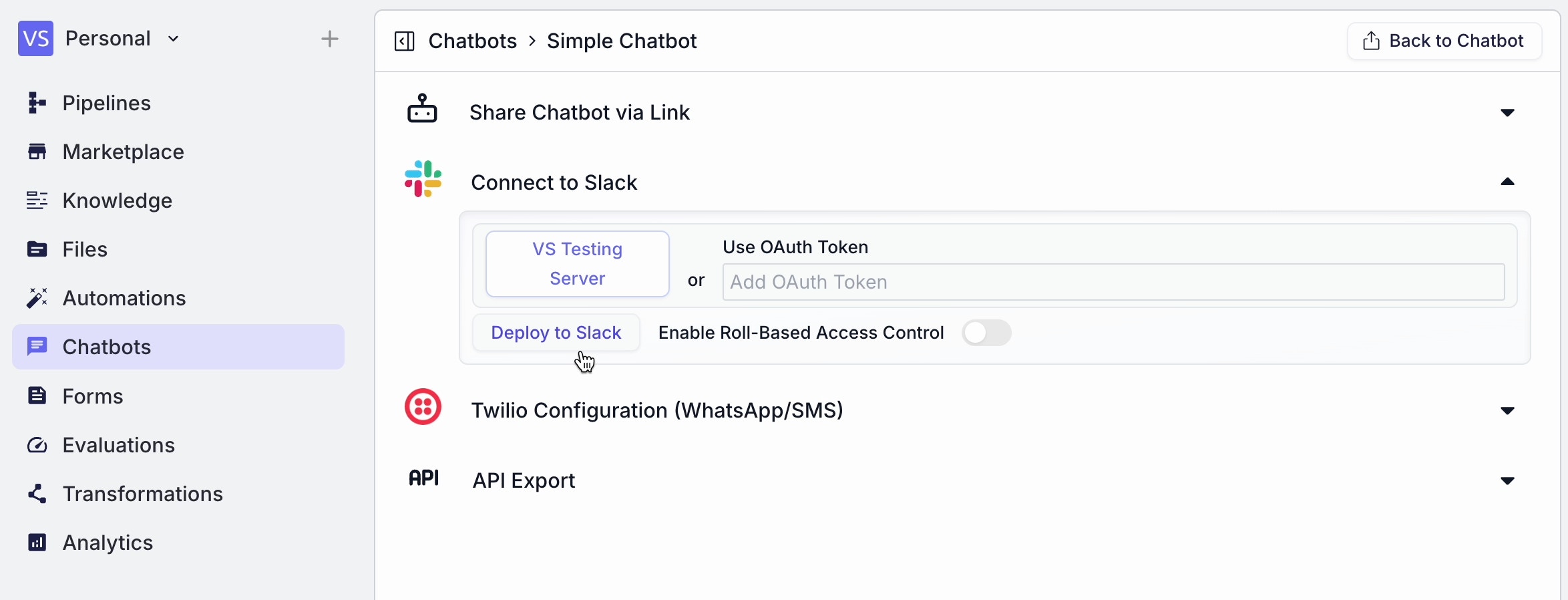 Export Chatbot Slack Deploy