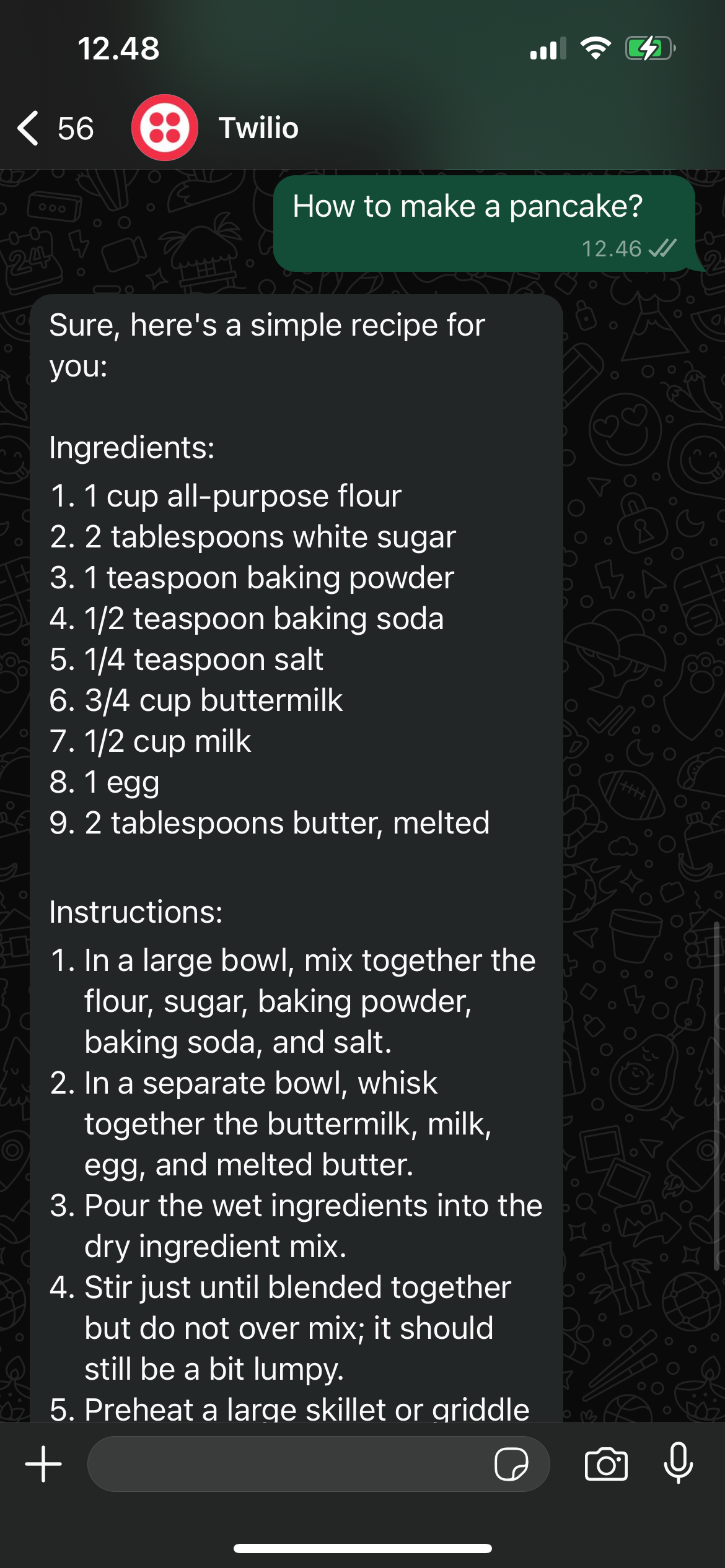 Export Chatbot WhatsApp / SMS Demo