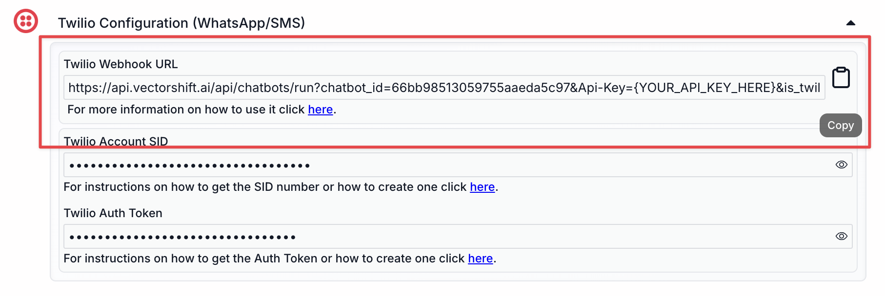Export Chatbot WhatsApp / SMS Twilio Webhook