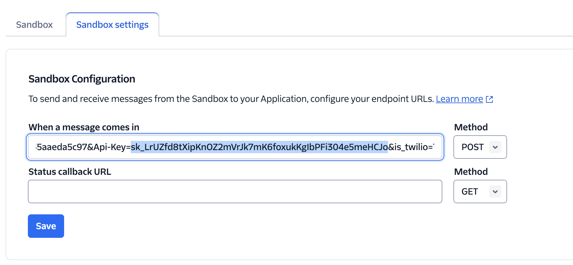 Export Chatbot WhatsApp / SMS Twilio Sandbox Key