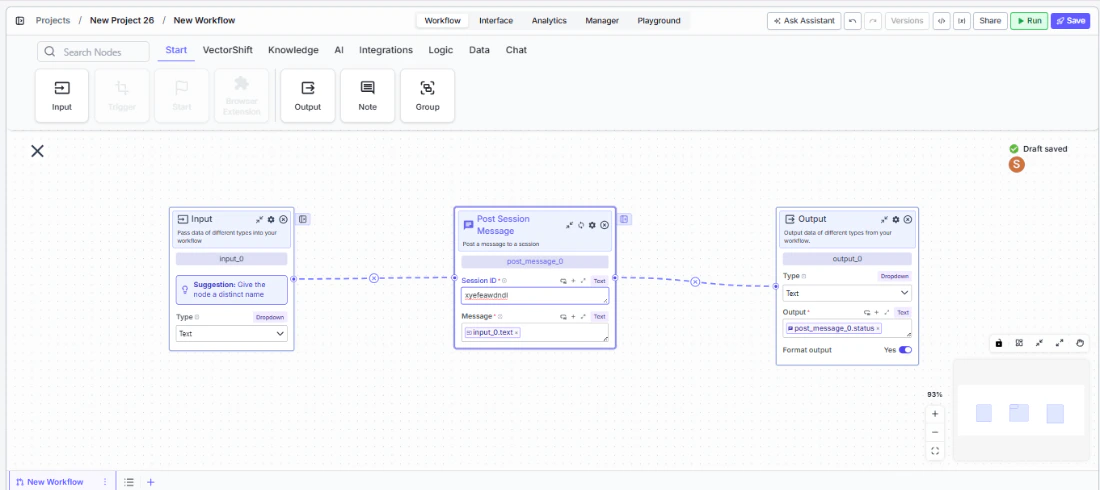 post message connect with nodes